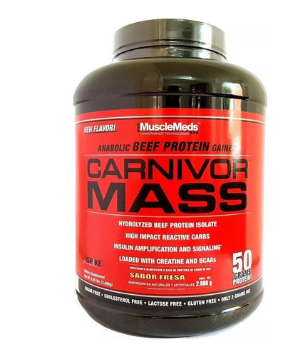 Proteina Musclemeds Carnivor Mass 6 Lbs Sabor Fresa