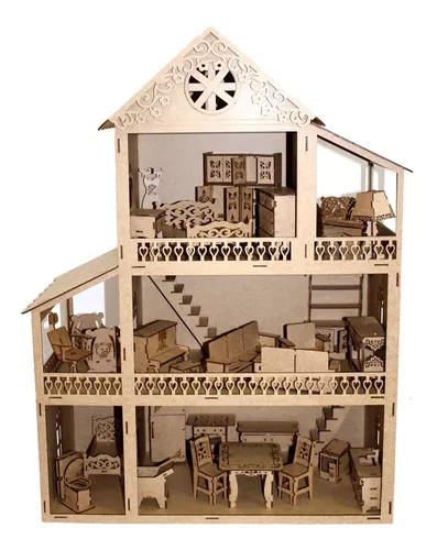 Casa Casinha Para Barbie/polly/lol Grande 80cm+ 25 Móveis