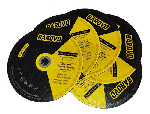 Disco De Corte 230 X 1,9mm 5 Uni Metales Barovo P/ Amoladora