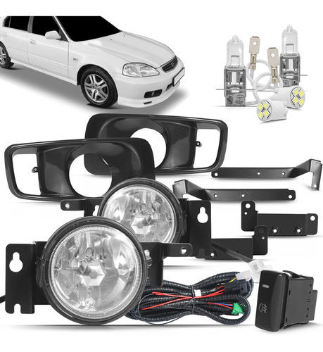 Kit Farol De Milha Civic 99 00 Molduras Bt.origi + A Brindes