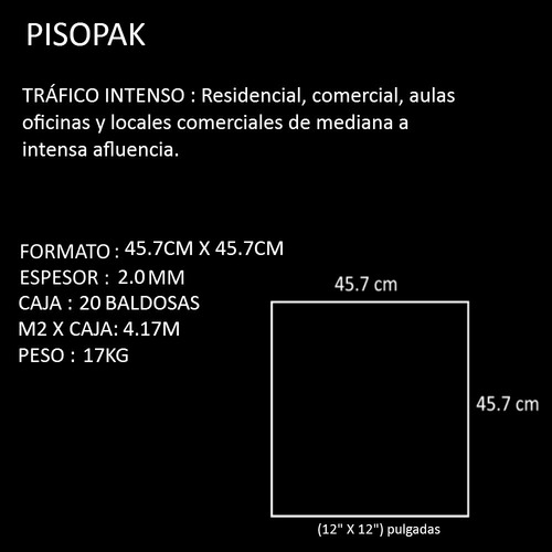 Piso Vinil Losa Grande 45 X 45cm Trafico Intenso Por Metro2