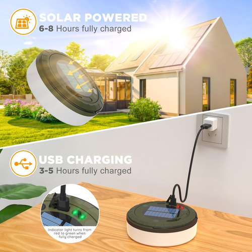 Luces Solares De Camping Para Exteriores 2 En 1 Recargables