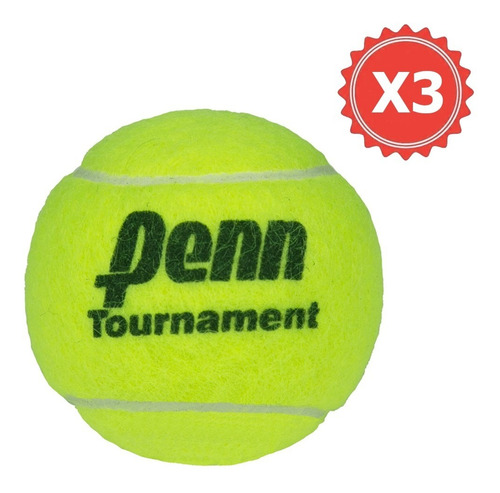 Pelota Tenis Penn Tournament Pack X 3 Polvo Cemento