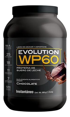 Evolution Wp60 - Proteina Suero De Leche (whey) -  800 G - Sabor Chocolate