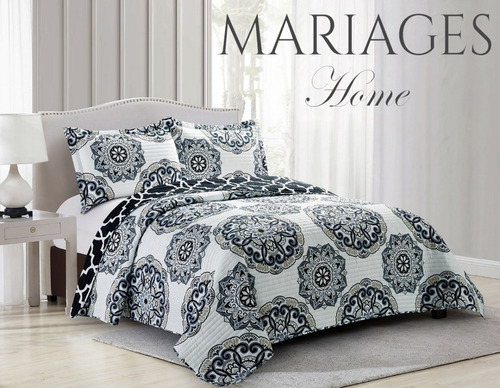 Imagen 2 de 5 de Cubrecama Quilt Cover Reversible +fundas King Kelowna D2