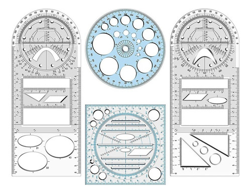 Régua Geométrica Multifuncional 4pcs Régua De Desenho De Med