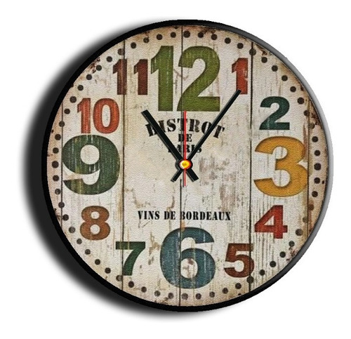 Reloj De Pared Moderno Deco Hogar Country 30 Cm 