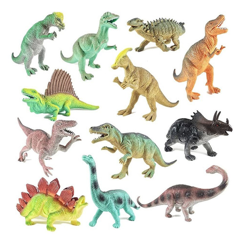  Pack 12 Figuras Dinosaurio Educativas 9 Pulgadas 