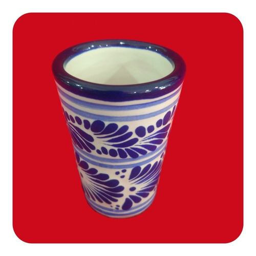 Imagen 5 de 8 de Set 80 Tequileros De Talavera Poblana Azul Tradicional Tql