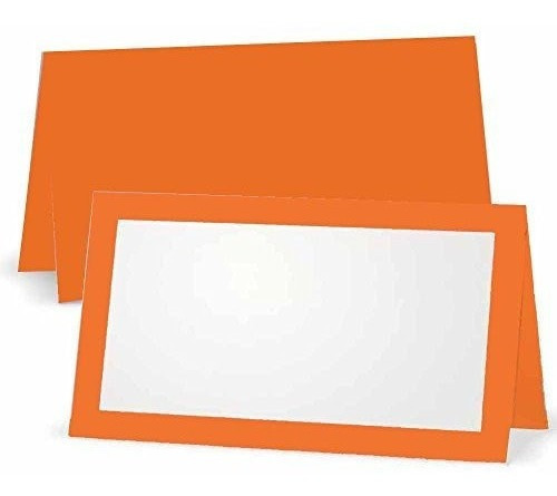 Orange Place Cards Flat Or Tent 10 O 50 Pack White Blank Fro