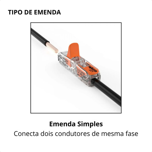 Kit 10 Conector Compacto Emenda 2 Fios Inline 4mm² 32a Wago