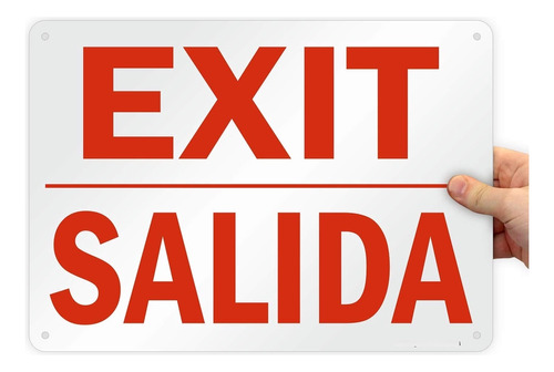 Smartsign Letrero Bilingüe  Exit Salida  Plastico 10 X 14 