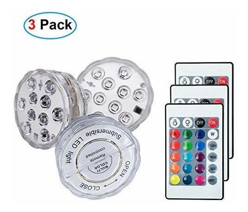 Imagen 2 de 7 de Luces Led Sumergibles Bajo El Agua Impermeable Rgb Camb...