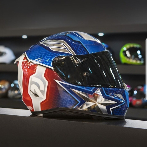 Casco Hjc Rpha11 Pro Capitan America Marvel Fibra Carbono Meses sin intereses