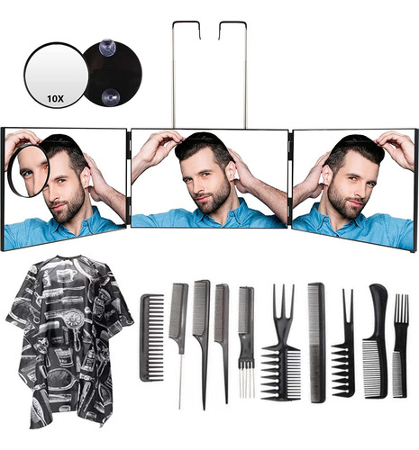 Feisate Espejo De 3 Vías Para Corte De Cabello, Espejo De Ba