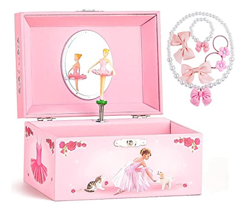 Caja De Almacenamiento De Joyas Musicales De Niña Con Tema D