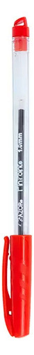 Pluma Punto Mediano Pin Point 1.0 Mm Caja Con 12 Pzas Transparente Rojo