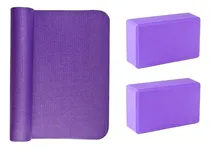 Comprar Colchoneta Mat Yoga 6 Mm + 2 Ladrillos Taco Yoga Combo Set Color Mat + Ladrillos De Color Segun Stock