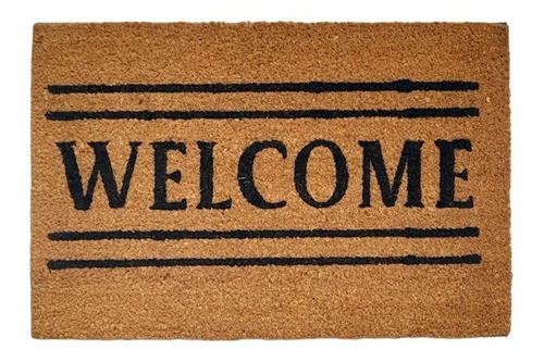 Felpudo Coco Entrada Casa 40x60 Grande Welcome Negrita