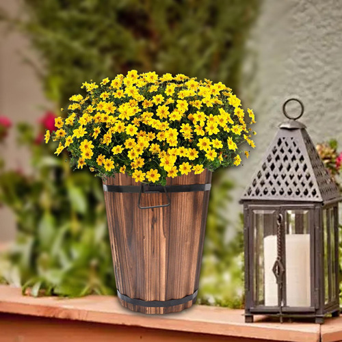 Maceta Con Forma De Cubo De Madera Para Jardín Y Hogar Con F