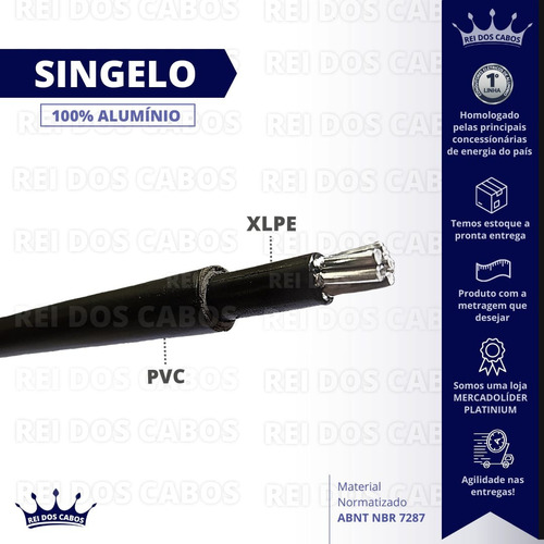 Cabo Aluminio 240mm Uso Aterrado Xlpe St2 + Pvc 50 Metros