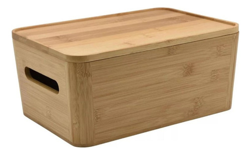 Caja Bambu Con Tapa Contenedor Organizador 20x14x8,5cm