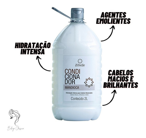 Kit Shampoo Sem Sal + Condi Extrato De Mandioca 2l Zibelle