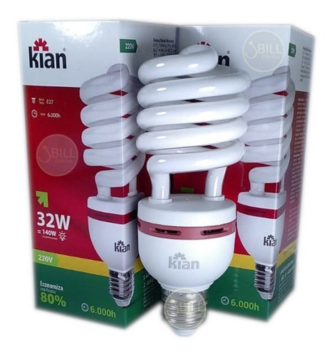 Lâmpada Compacta Espiral 32w 220v E27 Branco Quente Kian Cor da luz Branco Quente 2.700K