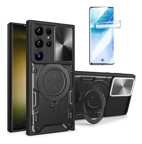 Funda Proteger Lente Rotación El Andamio Para Samsung +mica Negro S23 Ultra
