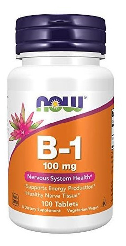 Vitamina B-1 100 Mg, Energía Y Salud Nerviosa, 100 Tabletas.