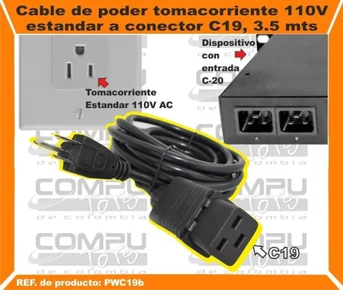 Cable C19 Hembra A Poder Macho Ref: Pwc19b Computoys Sas