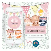 Comprar Video Invitación Animada - Con Foto (opcional) Animales Del Bosque - Niña