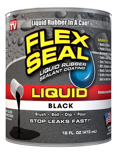 Líquido De Sellado Flex Seal Grande, 16 Oz, Negro, Lfsblkr16