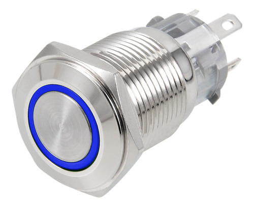 Interruptor Metal 16mm Cromado Sumergible Ip67 Luz Azul