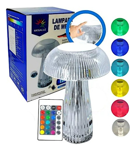 Lampara De Mesa Luces Varios Colores Moderna Control Remoto