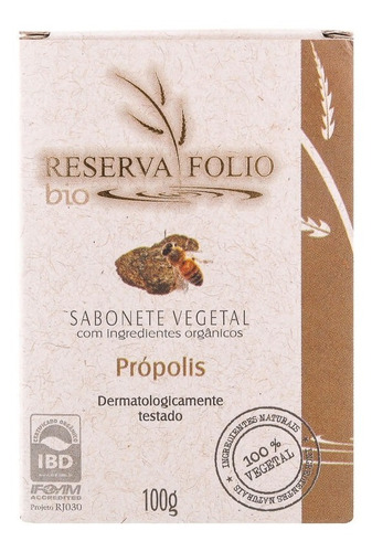 Sabonete Vegetal Orgânico Própolis 100g  Reserva Folio