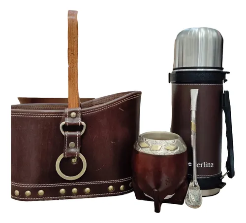 comprar Set Matero Con Bombilla Alpaca Y Matera Cuero\u002Fasa Y Aro