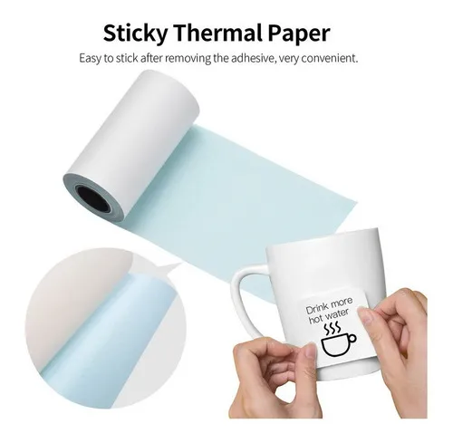10 Rollos de Papel Térmico Autoadhesivo para Mini Impresora de 57x30mm 10pcs Blanco