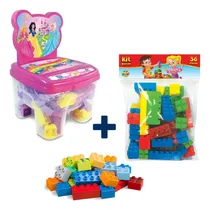 Comprar Kit Cadeira Blocos Com 48 Peças E 36 Blocos De Montar Peças