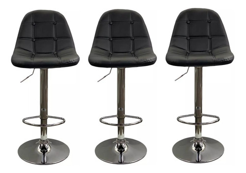 Set X3 Silla Bar Botones Negra