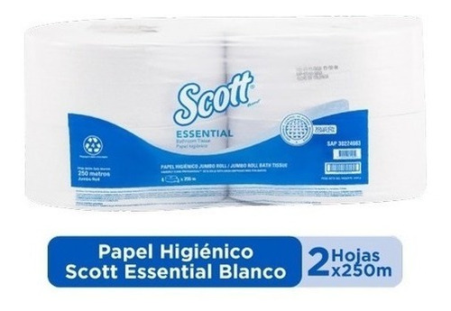 Papel Higiénico Jumbo Scott® Essential 250 Mts 1 X 4 Rollos