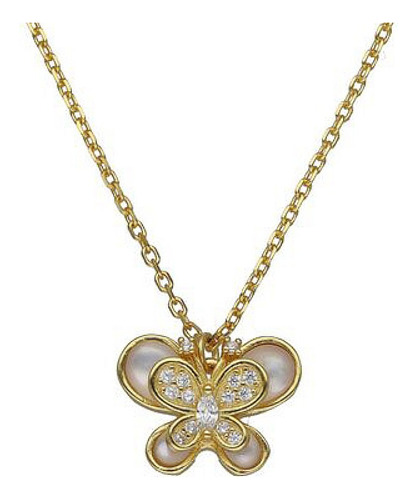 Collar Mariposita Cadena Plata Fina 925 Bañado En Oro 18k