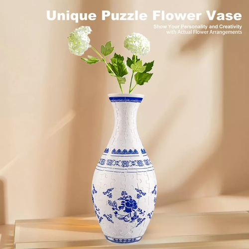 Vaso De Quebra-cabeça 3d Diy + Brinquedos Azuis Para