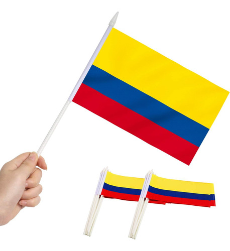 Mini Banderas Anley , Con Vara, Por 12 Unidades De Colombia