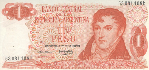 Bottero 2318 Billete De 1 Peso Ley 18.188 Año 1974 - Xf