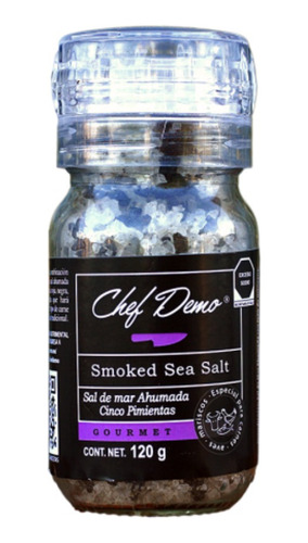 Sal De Mar Ahumada Grano 5 Pimientas Molino 120g Chef Demo