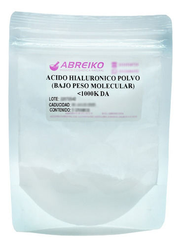 Acido Hialuronico Polvo Bajo Peso Molecular 10 Gramos Tipo de piel Cualquier tipo de piel