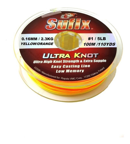 Nylon Tanza Sufix Ultra Knot 0,16mm 100 Mts 2,3kg