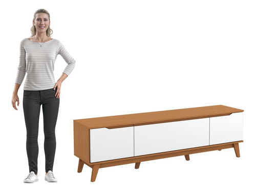 Rack Kappesberg 3 Portas Canela/branco 180cm