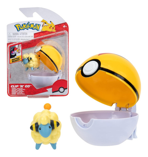 Figura Pokémon Mareep + Level Ball -  Pokémon Clip 'n Go 